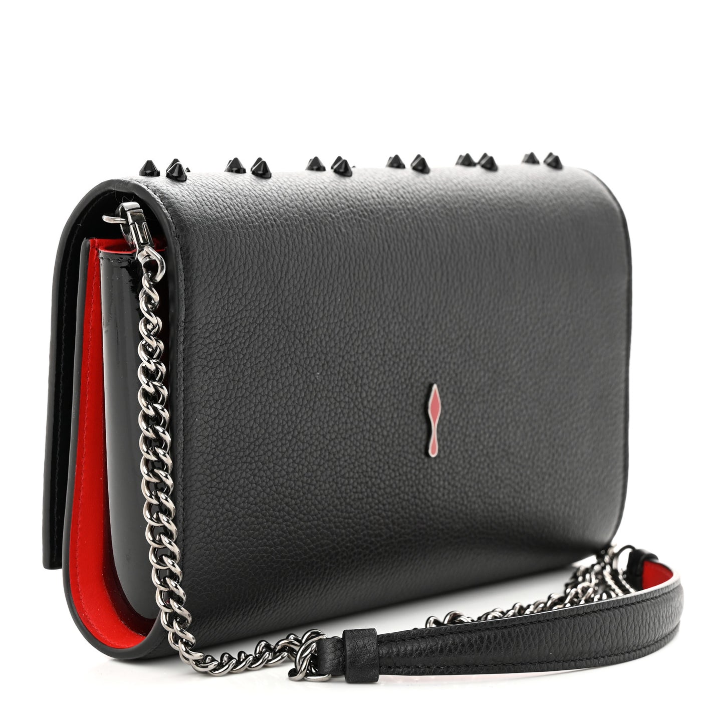 Calfskin Spikes Loubinthesky Paloma Clutch Black