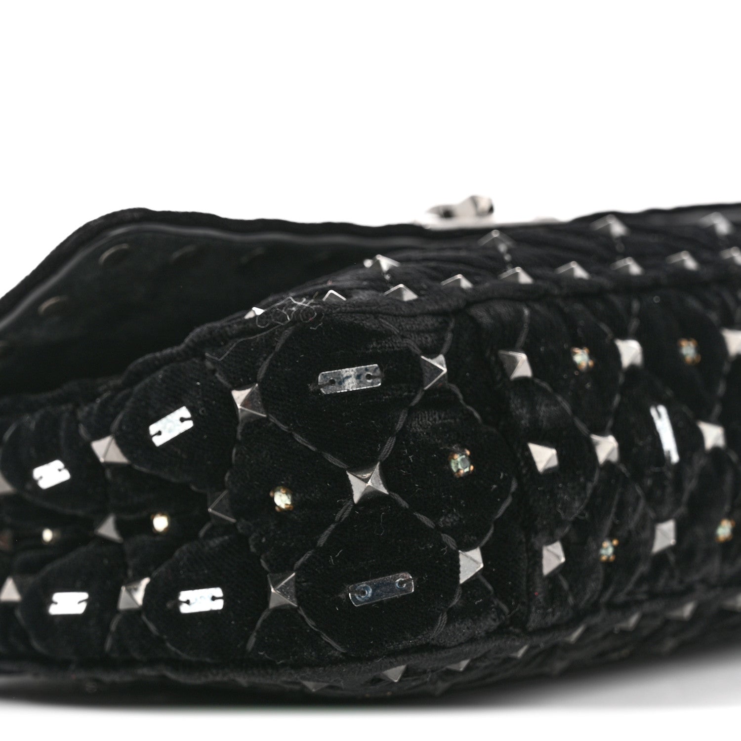Valentino Garavani Velvet Small Rockstud Spike Embellished Shoulder Bag Black 9 of 15