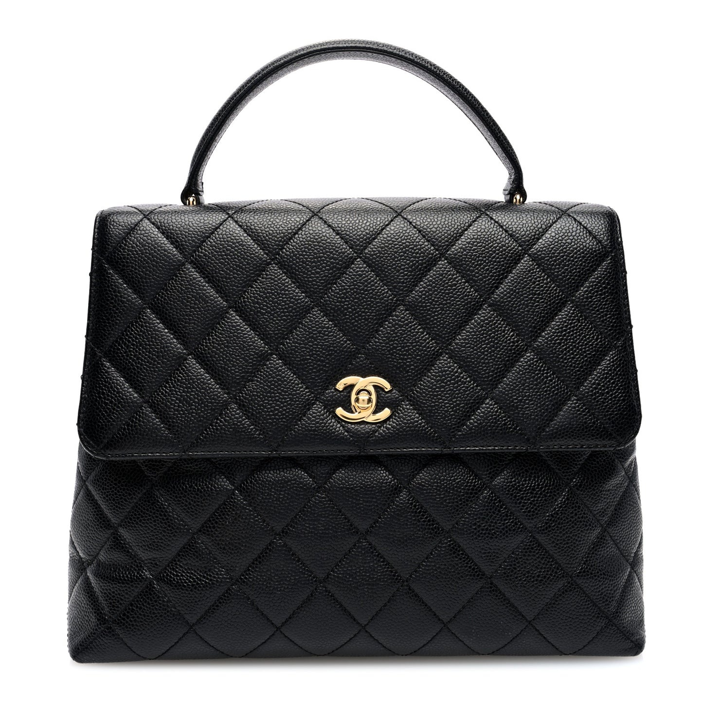 Caviar Quilted Jumbo Kelly Flap Black