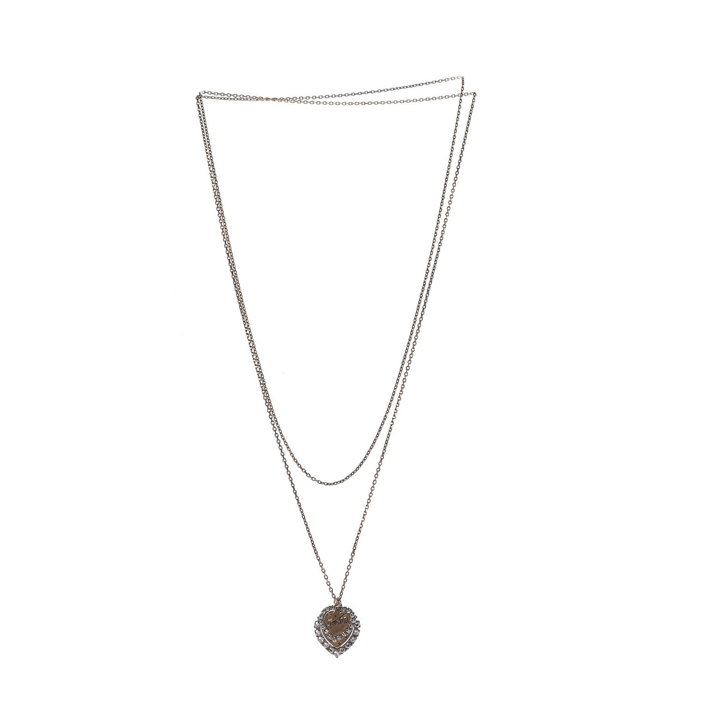 Metal Double Heart J'adior Necklace Aged Gold