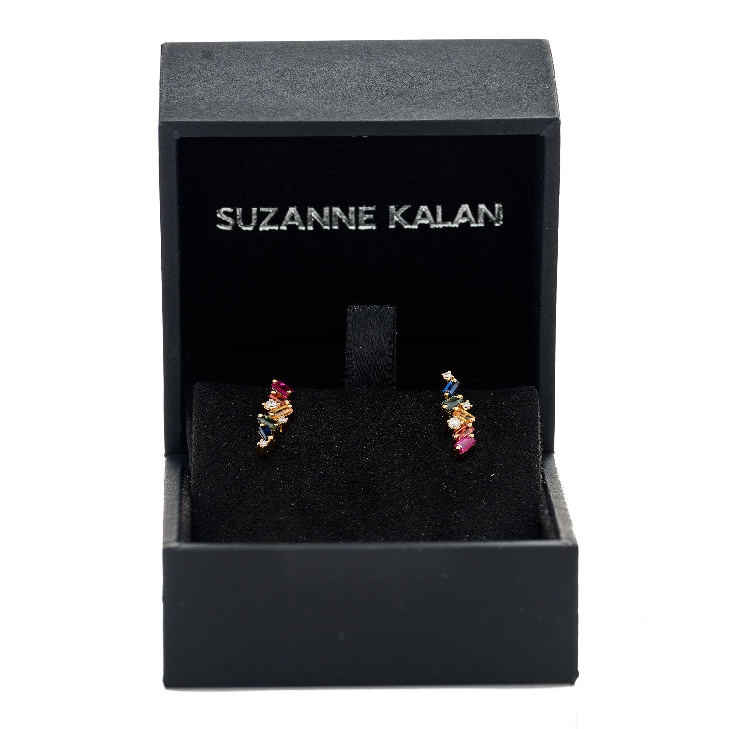 Suzanne Kalan 18K Yellow Gold Diamond Sapphire Ruby Frenzy Rainbow Stud Earrings 5 of 5