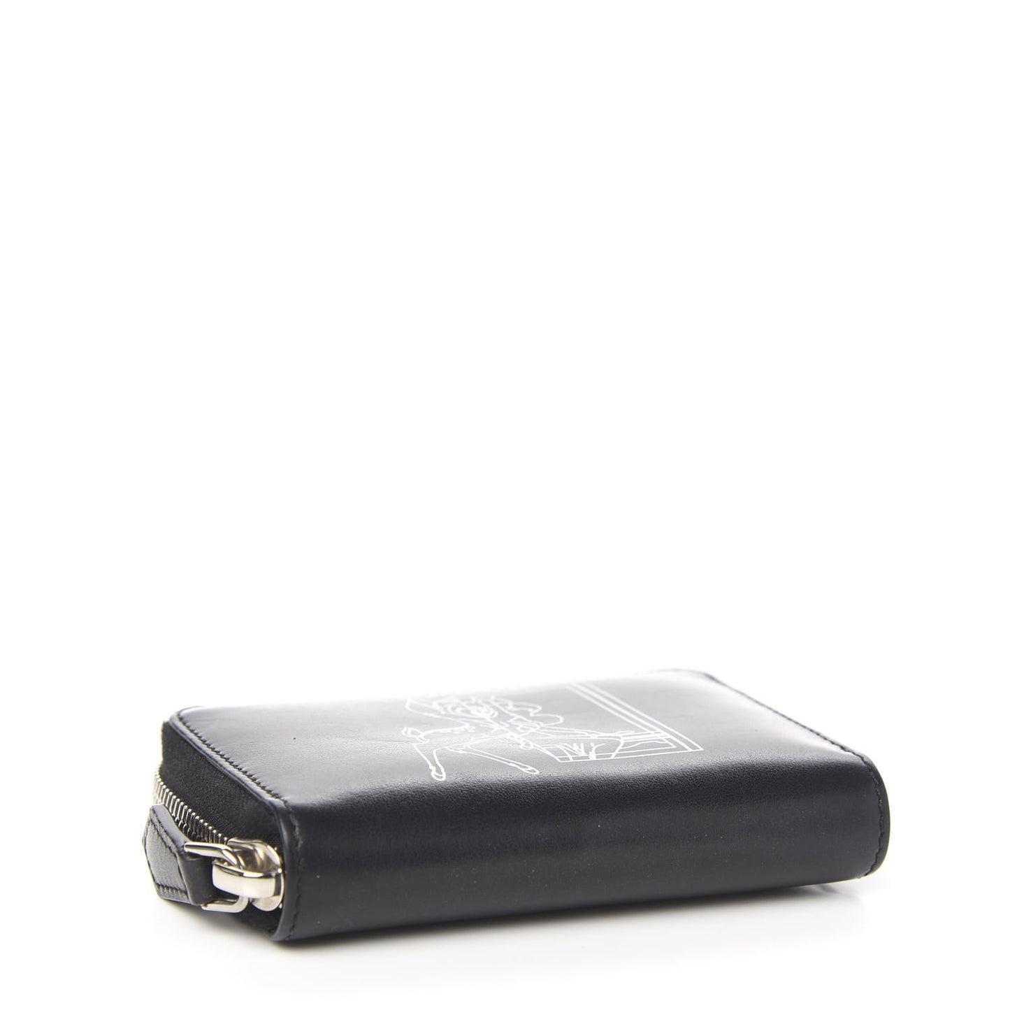Calfskin Iconic Bambi Print Mini Zip Wallet Black White