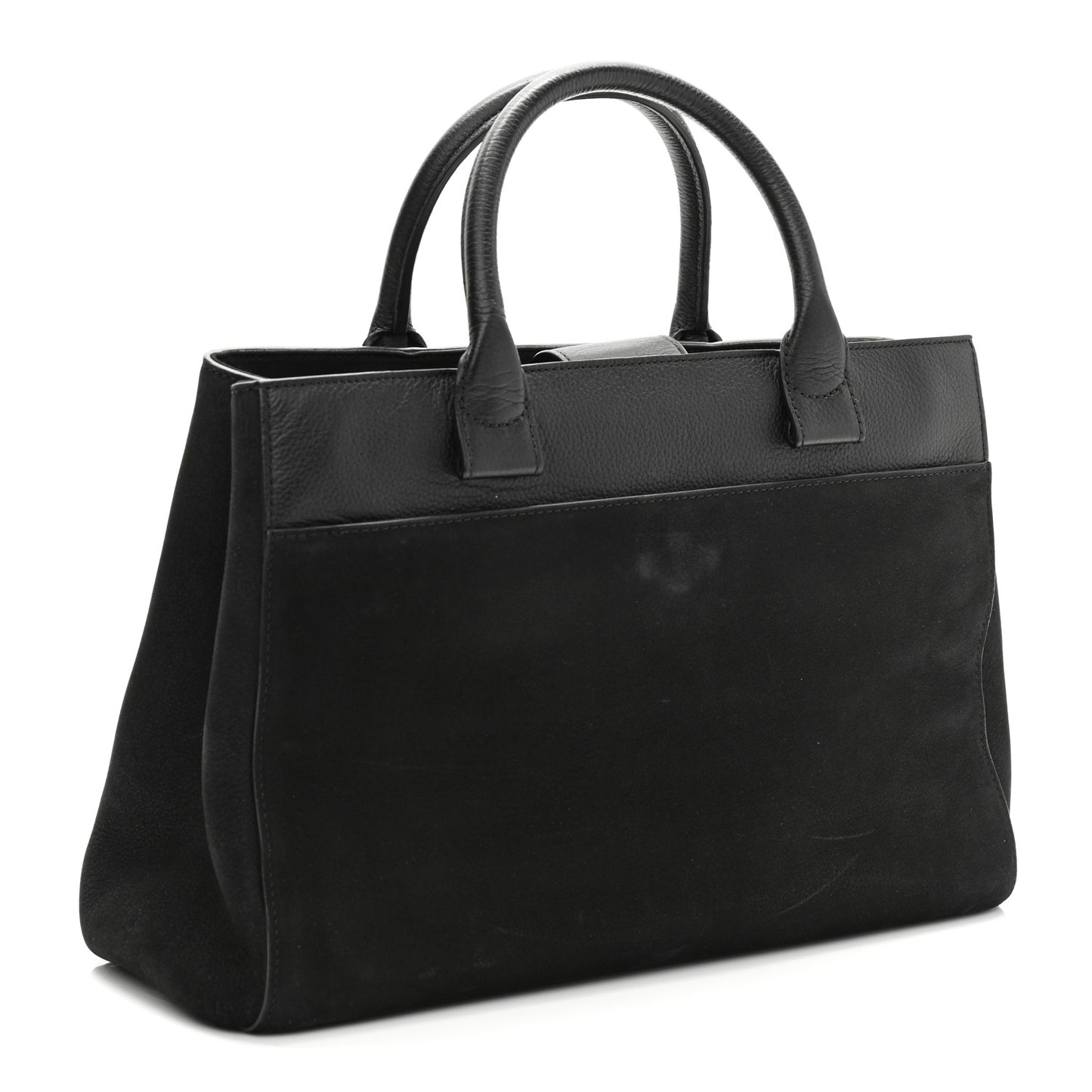 Grained Calfskin Suede Small Neo Executive Shopper Tote Black