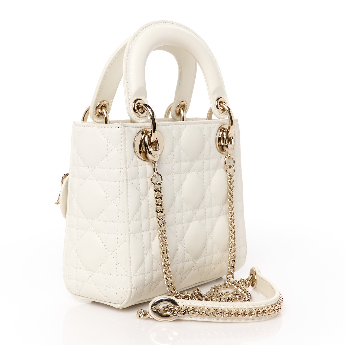 Lambskin Cannage Mini Lady Dior White