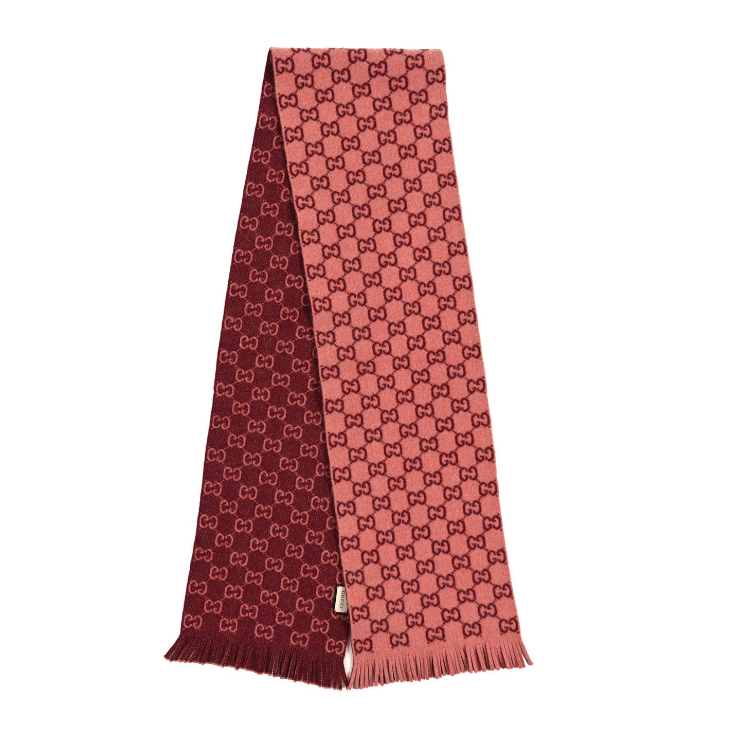 Wool Tricot GG Monogram Lady Longfog Scarf Roseate Bordeaux