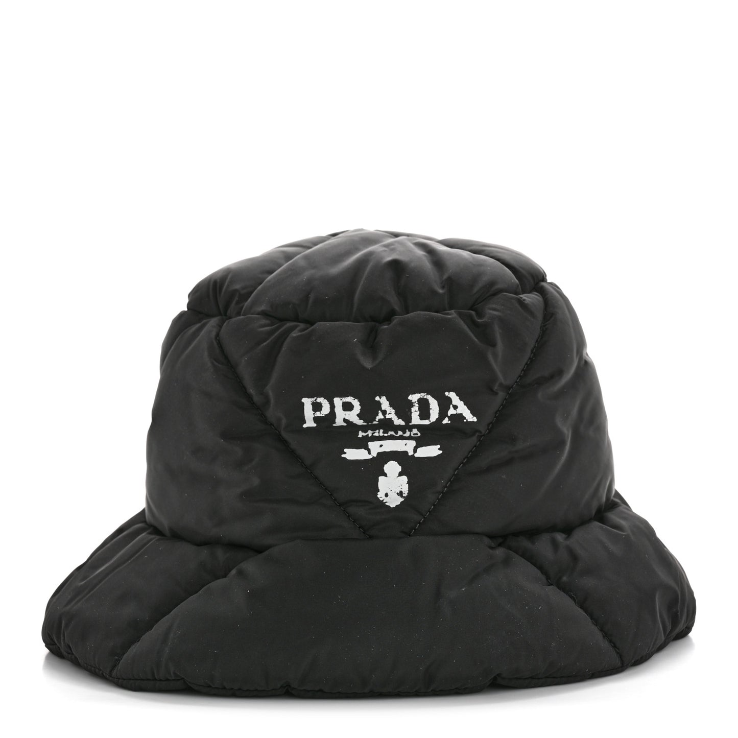 Nylon Triangle Quilted Padded Bucket Hat M Black