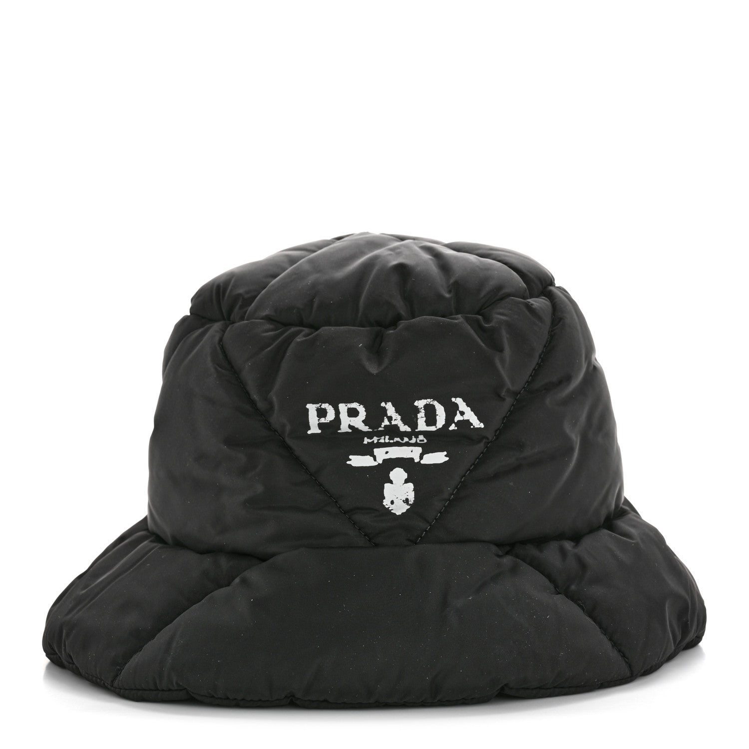 Prada Nylon Triangle Quilted Padded Bucket Hat M Black 3 of 10
