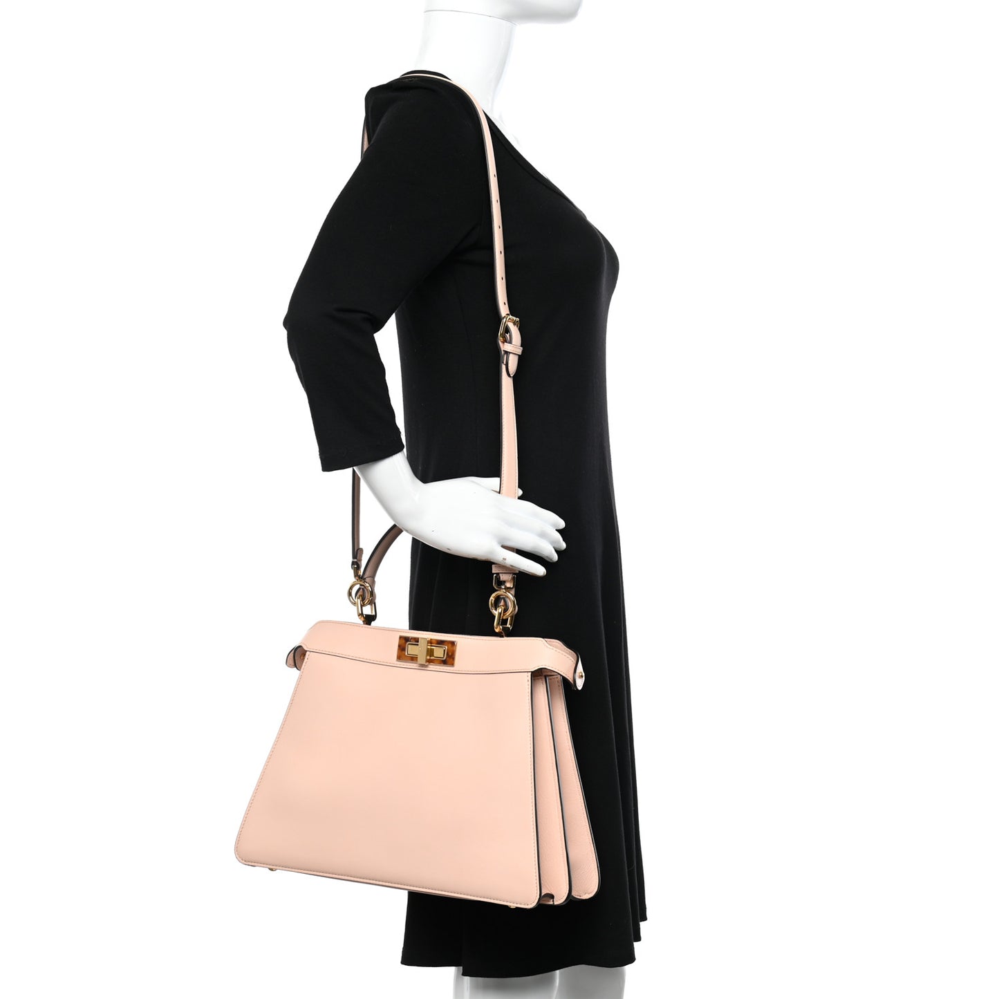 Vitello Seta Shiny Nappa Plexiglass Medium Peekaboo I SEE U Satchel Light Rose