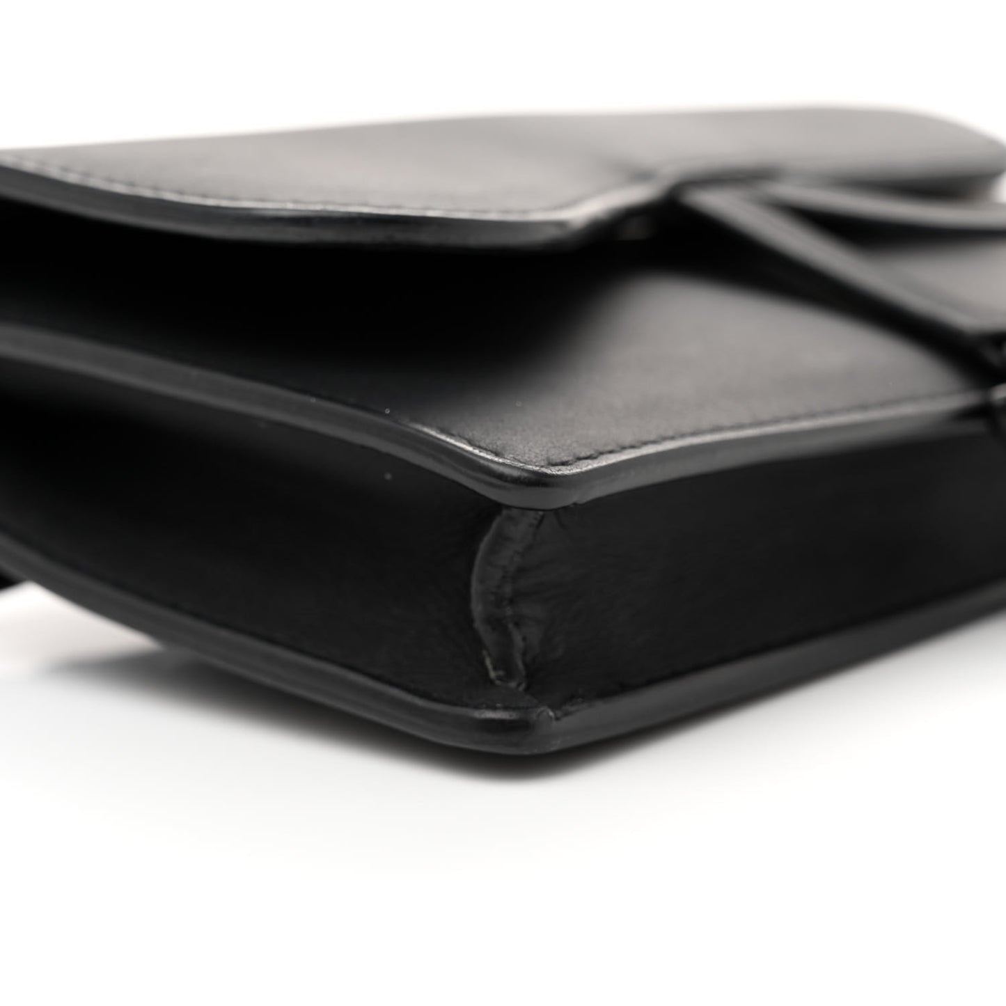 Ultra Matte Calfskin Saddle Belt Clutch Black
