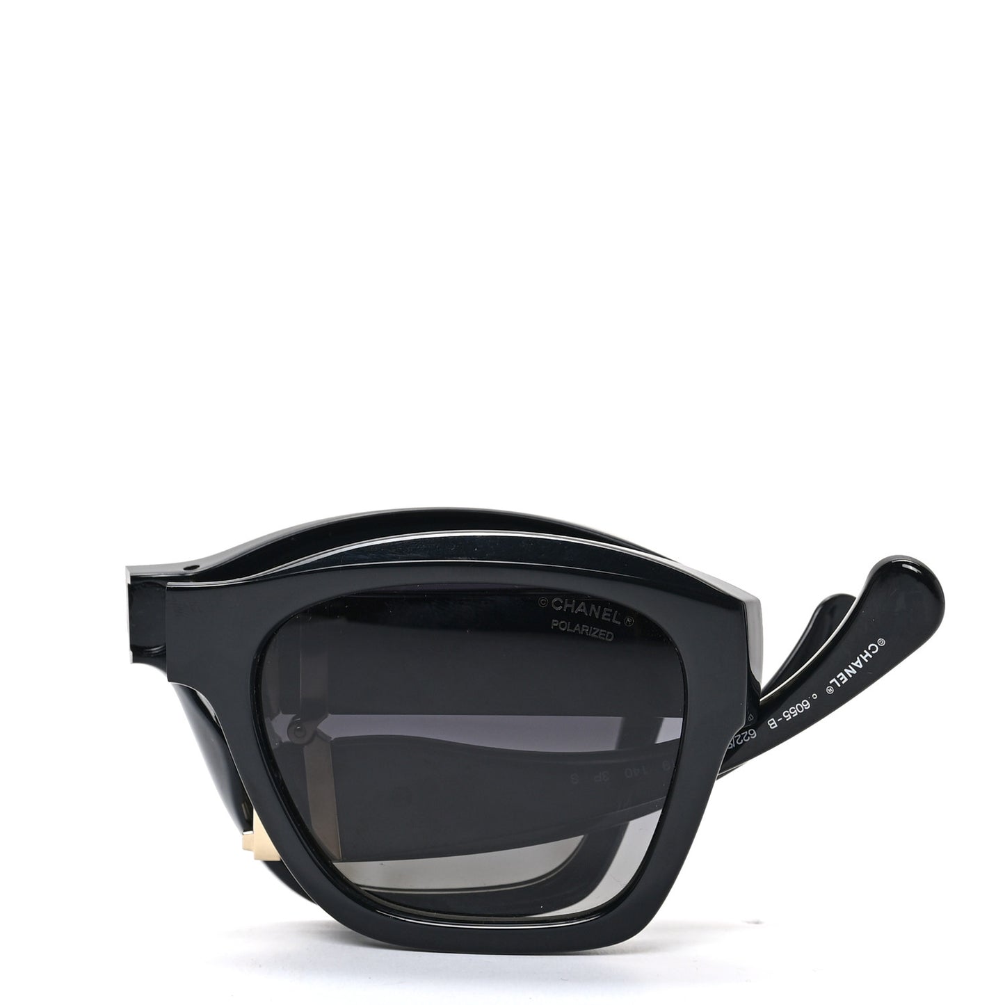 Acetate Metal Square Folding Sunglasses 6055-B Black