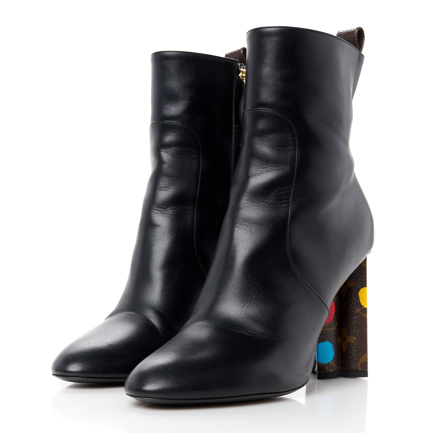 LV X YK Calfskin Monogram Silhouette Ankle Boots 39.5 Black