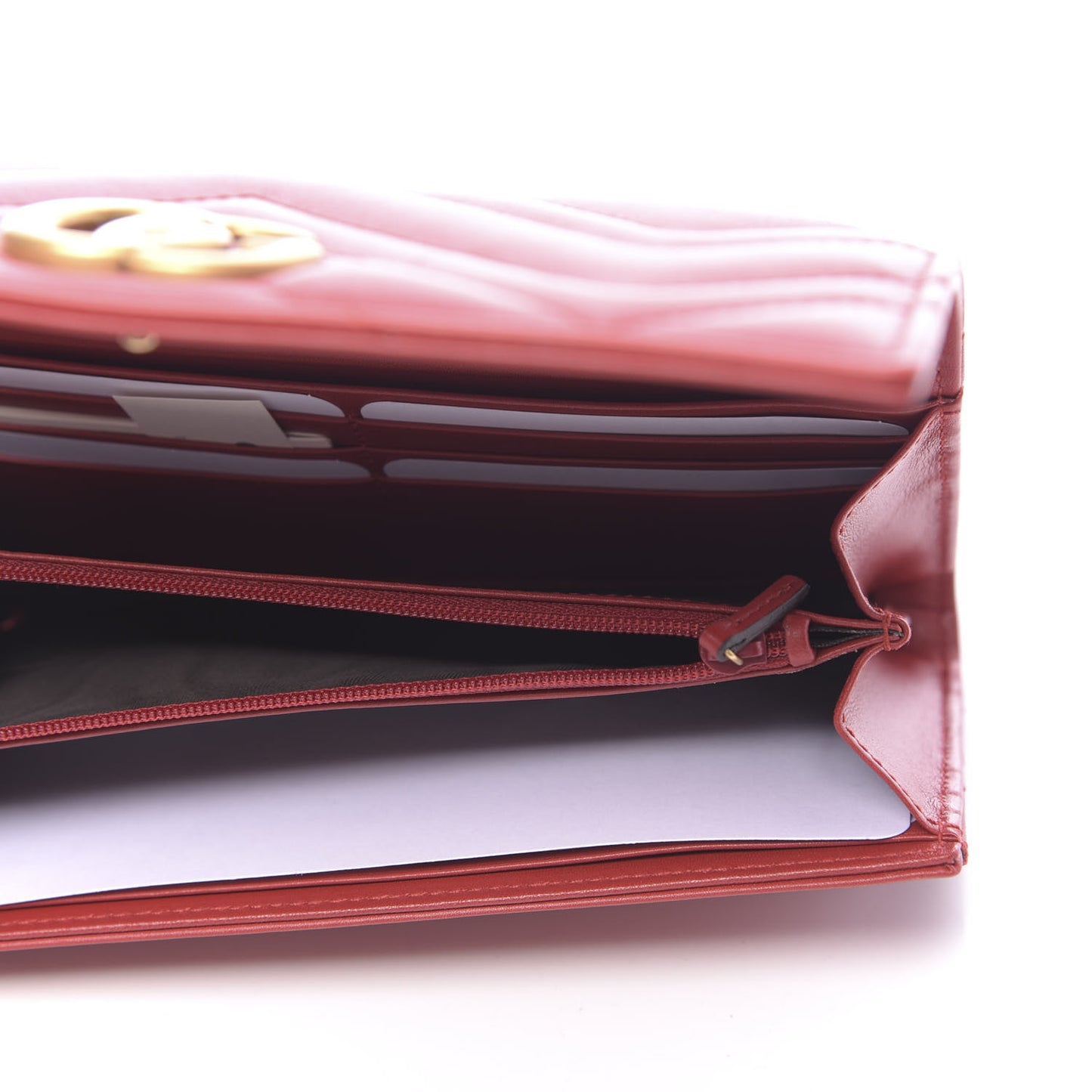 Calfskin Matelasse GG Marmont Continental Wallet Hibiscus Red