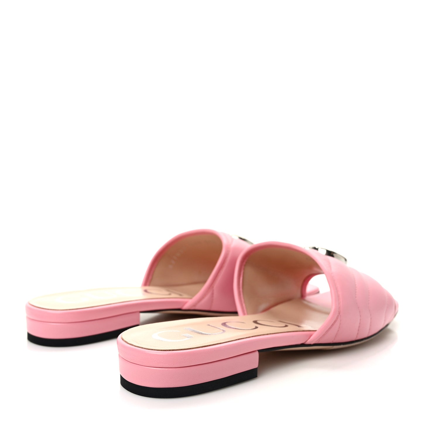 Nappa Matelasse GG Marmont Flat Slide Sandals 36.5 Wild Rose