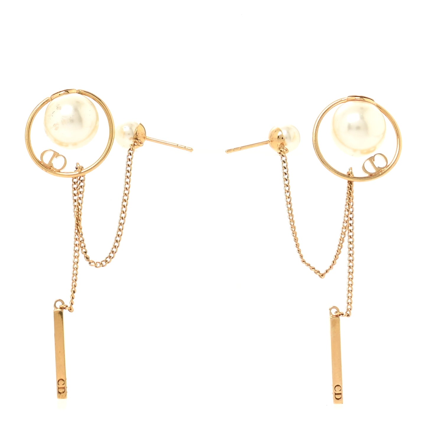 Pearl Tribales Dangle Chain Earrings Gold