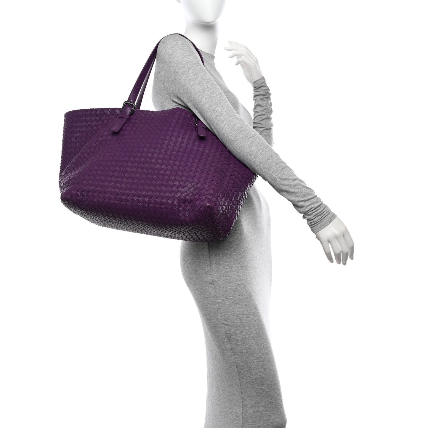Nappa Intrecciato Large Cesta Tote Eggplant