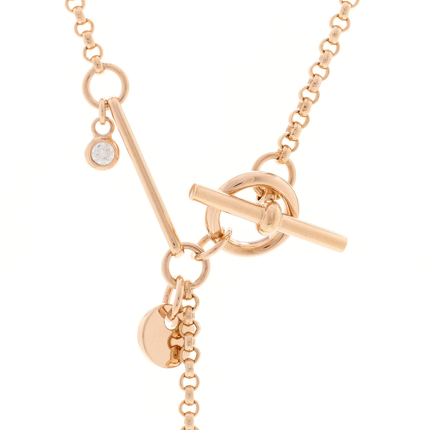 18K Rose Gold Diamond PM Ex-Libris Pendant Necklace