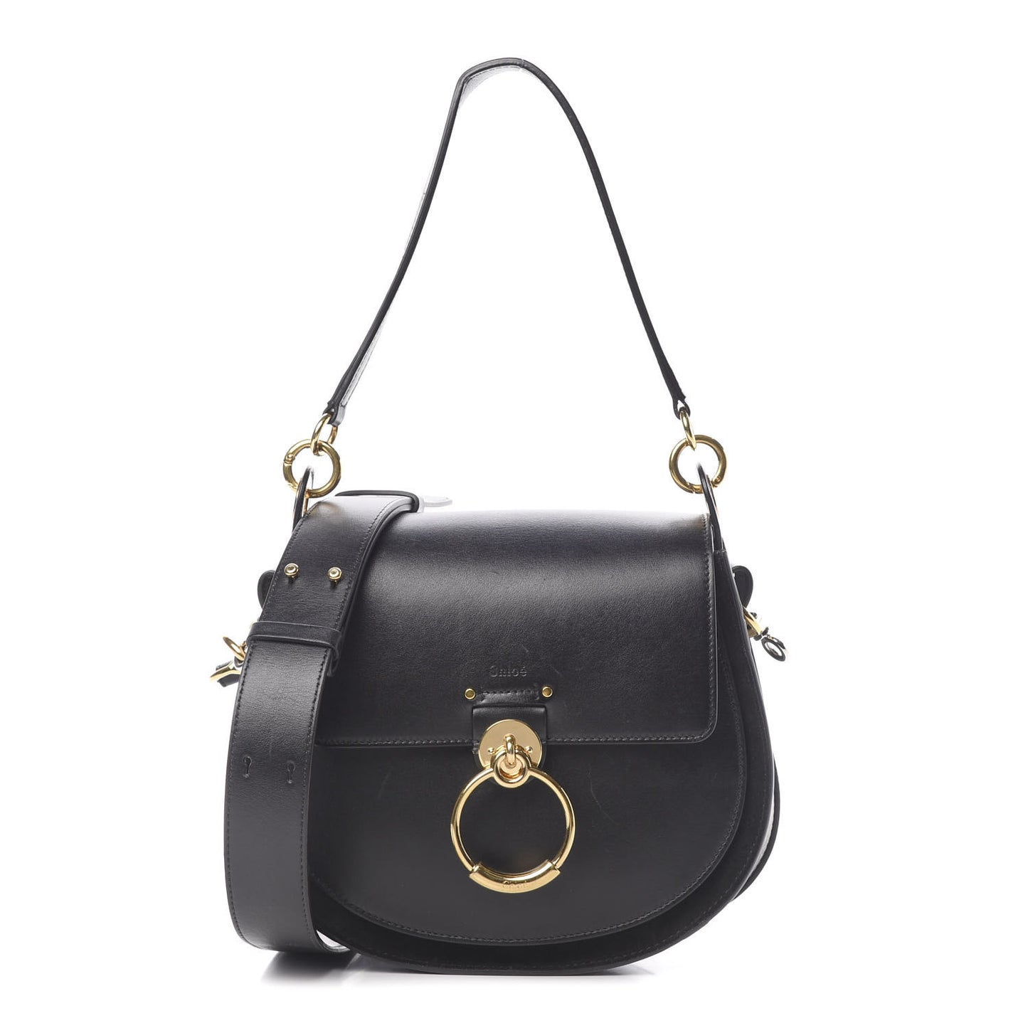 Grained Calfskin Large Tess Bag Black
