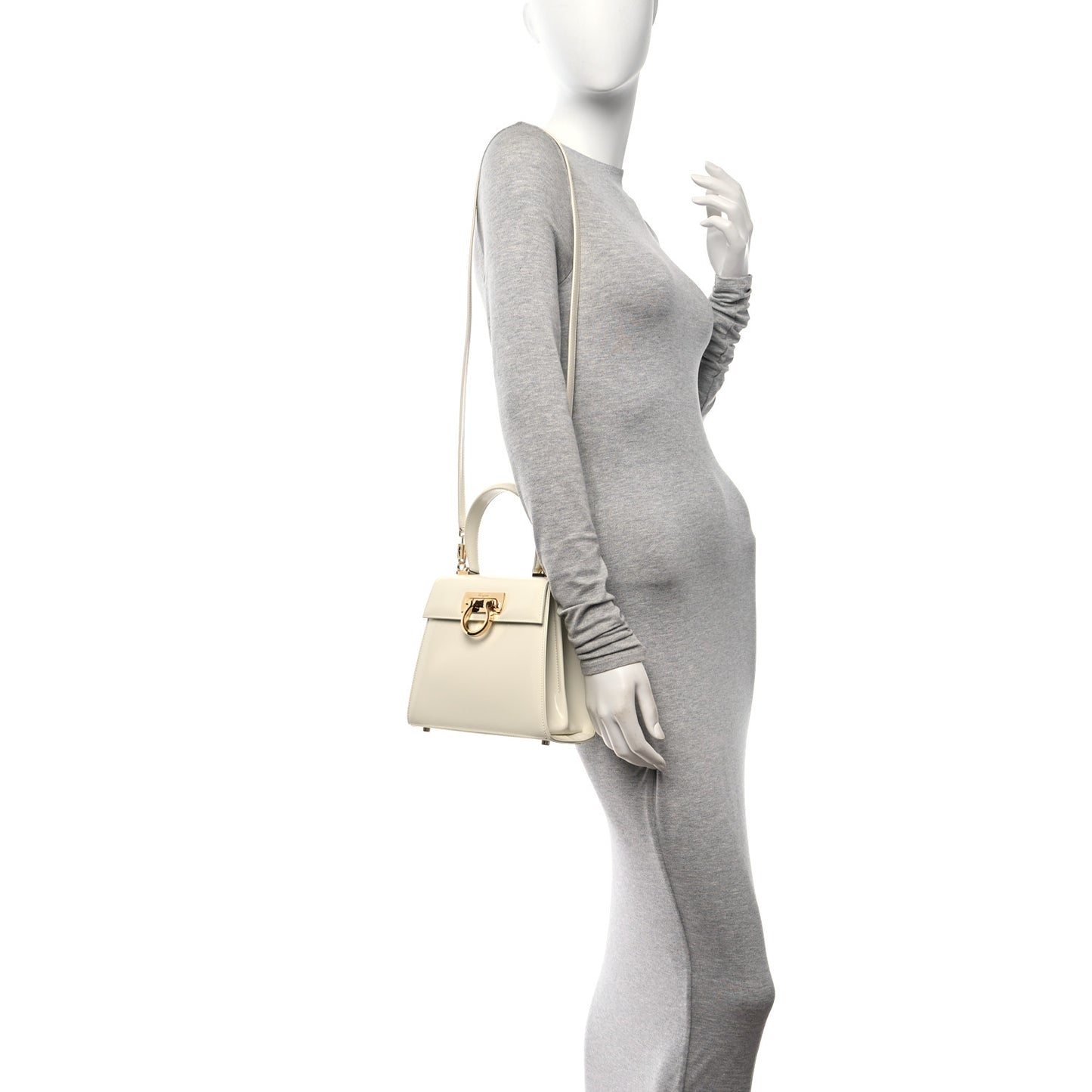 Brushed Off Calfskin Small Iconic Top Handle Bag Magnolia