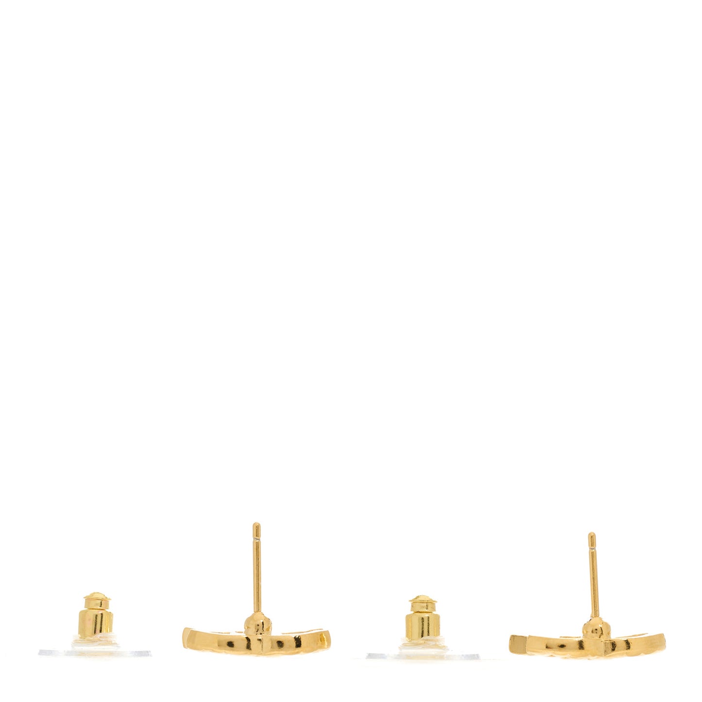 Metal Textured CC Earrings Gold