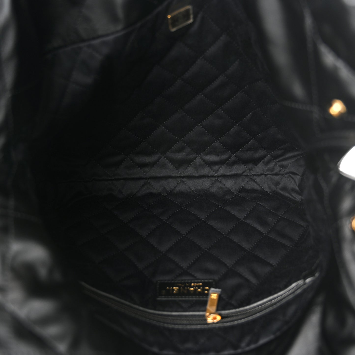 Shiny Calfskin Quilted Small Chanel 22 Black