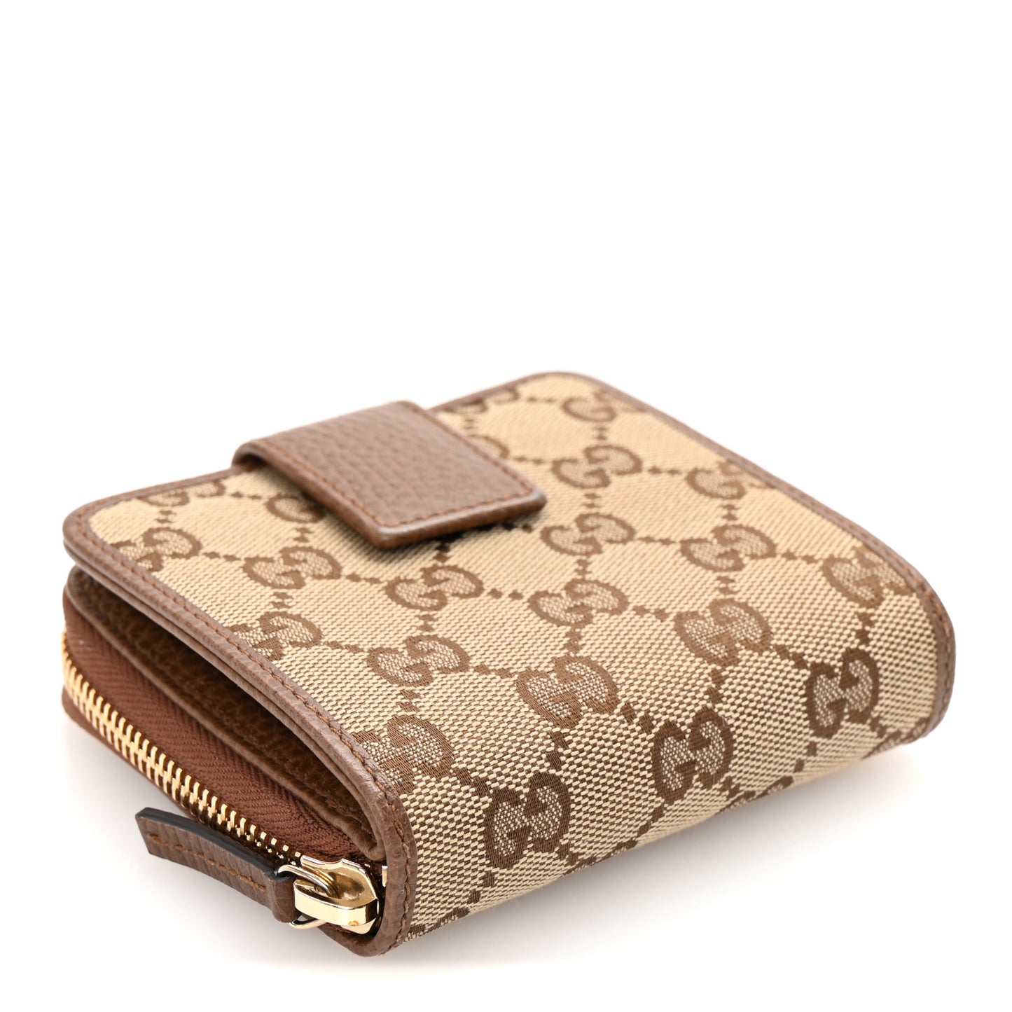 Monogram Dollar Calfskin Zip Around French Wallet Beige Ebony Tabacco