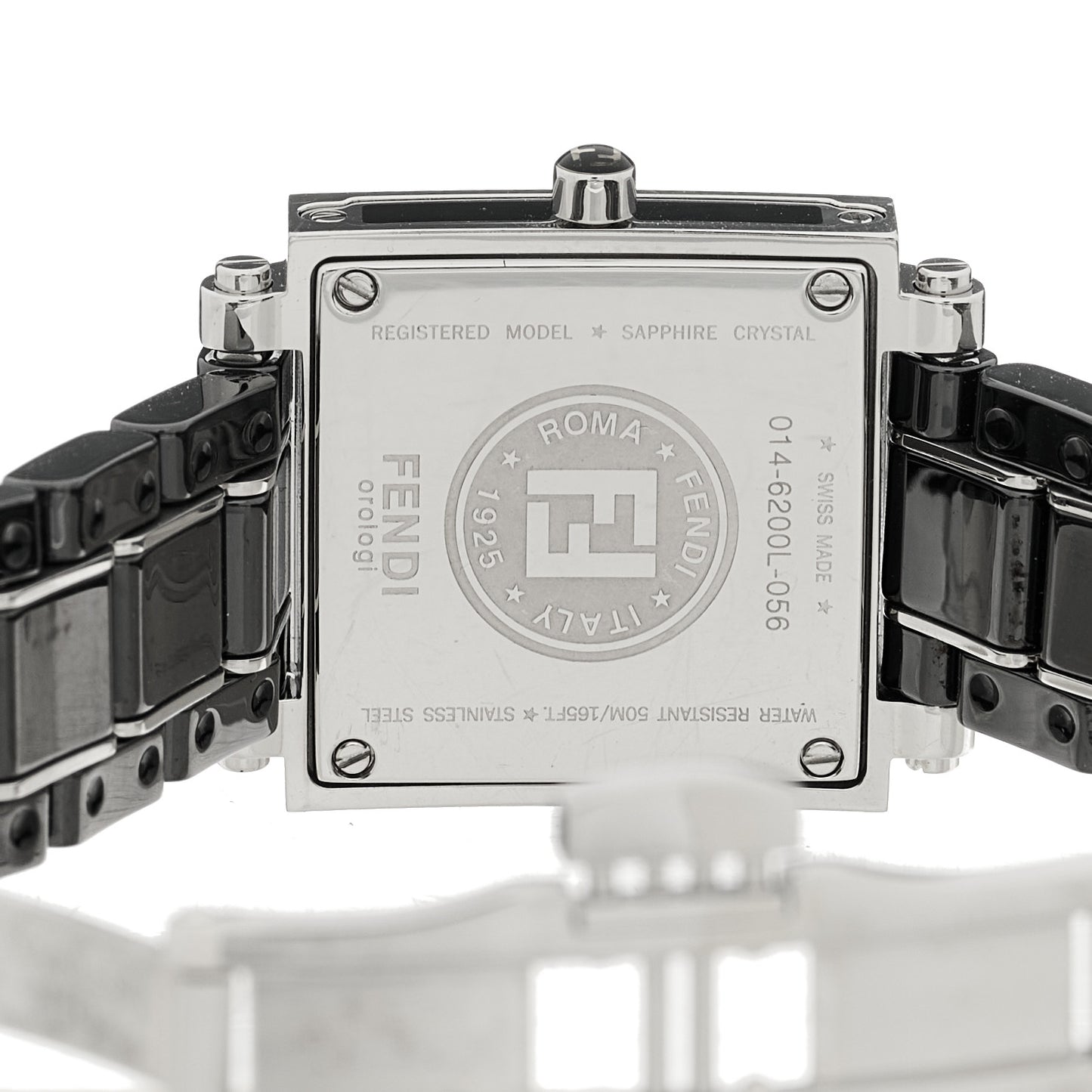 Stainless Steel Ceramic 25mm Quadro Quartz Watch Black