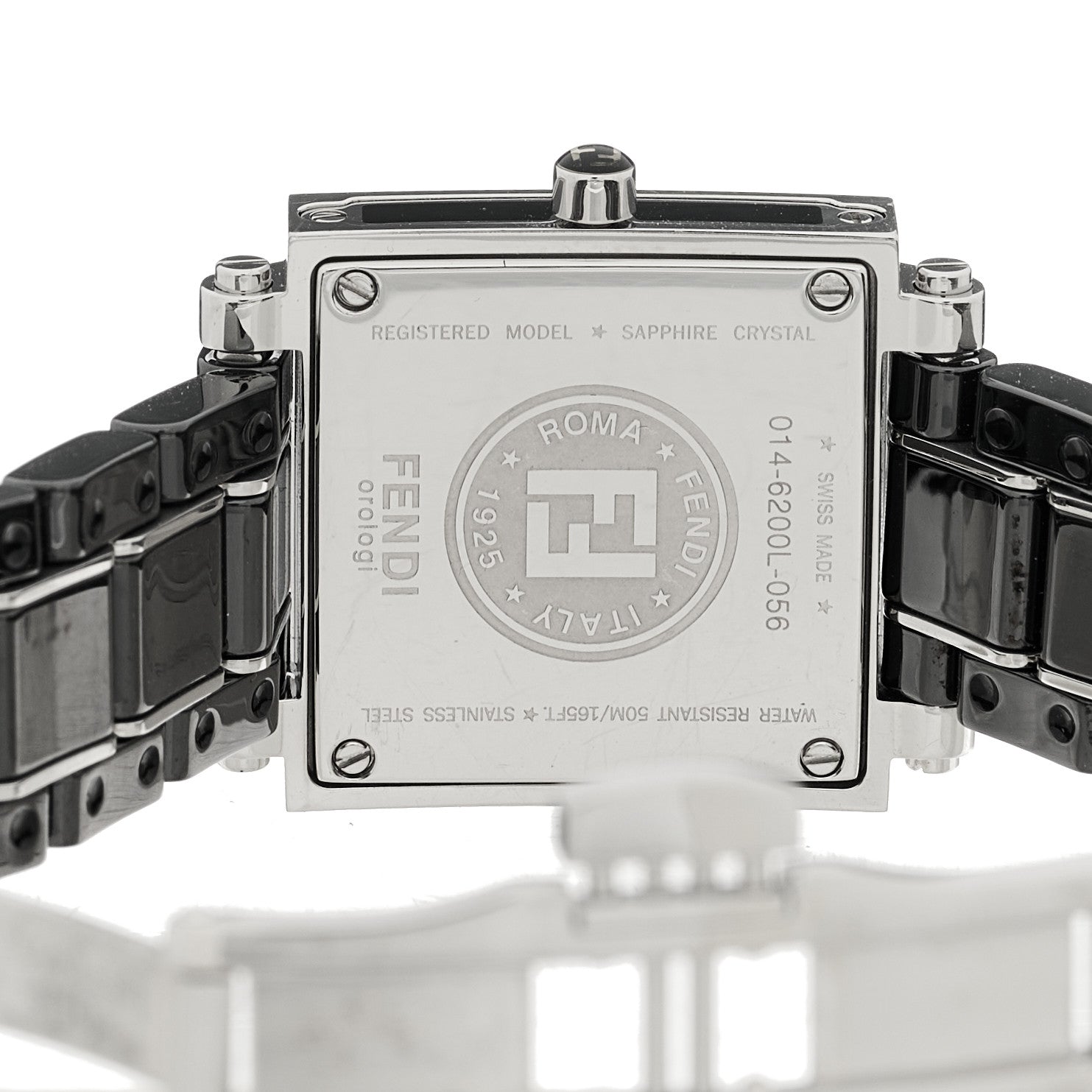 Fendi Stainless Steel Ceramic 25mm Quadro Quartz Watch Black 4 of 4