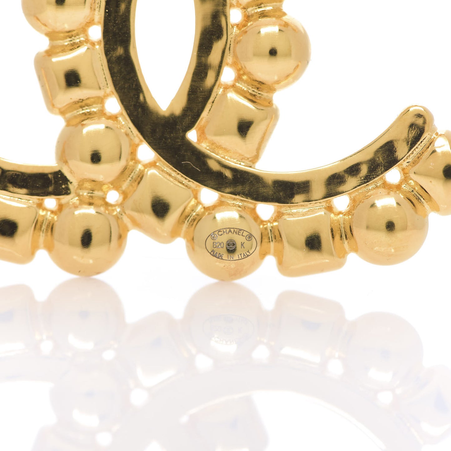 Pearl Crystal CC Brooch Gold