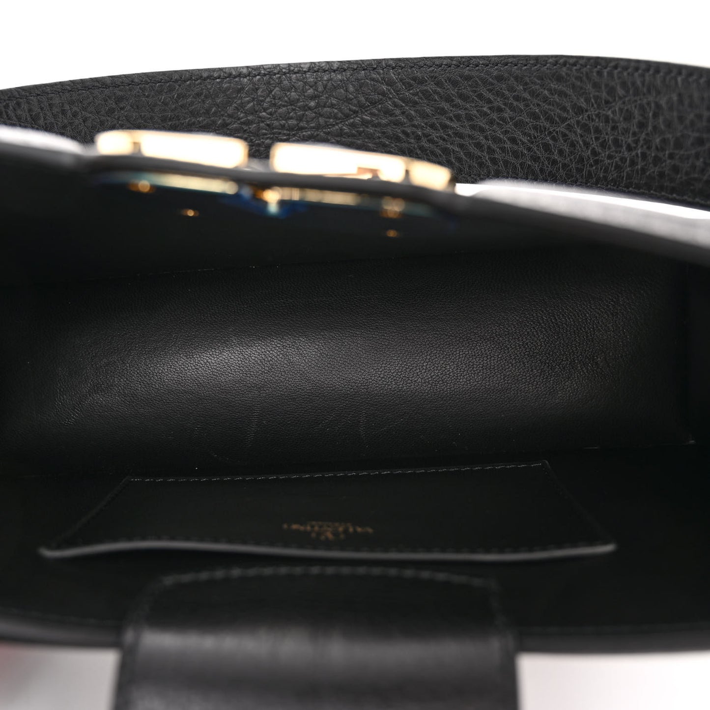 Grainy Calfskin VLogo Leather Shoulder Bag Black