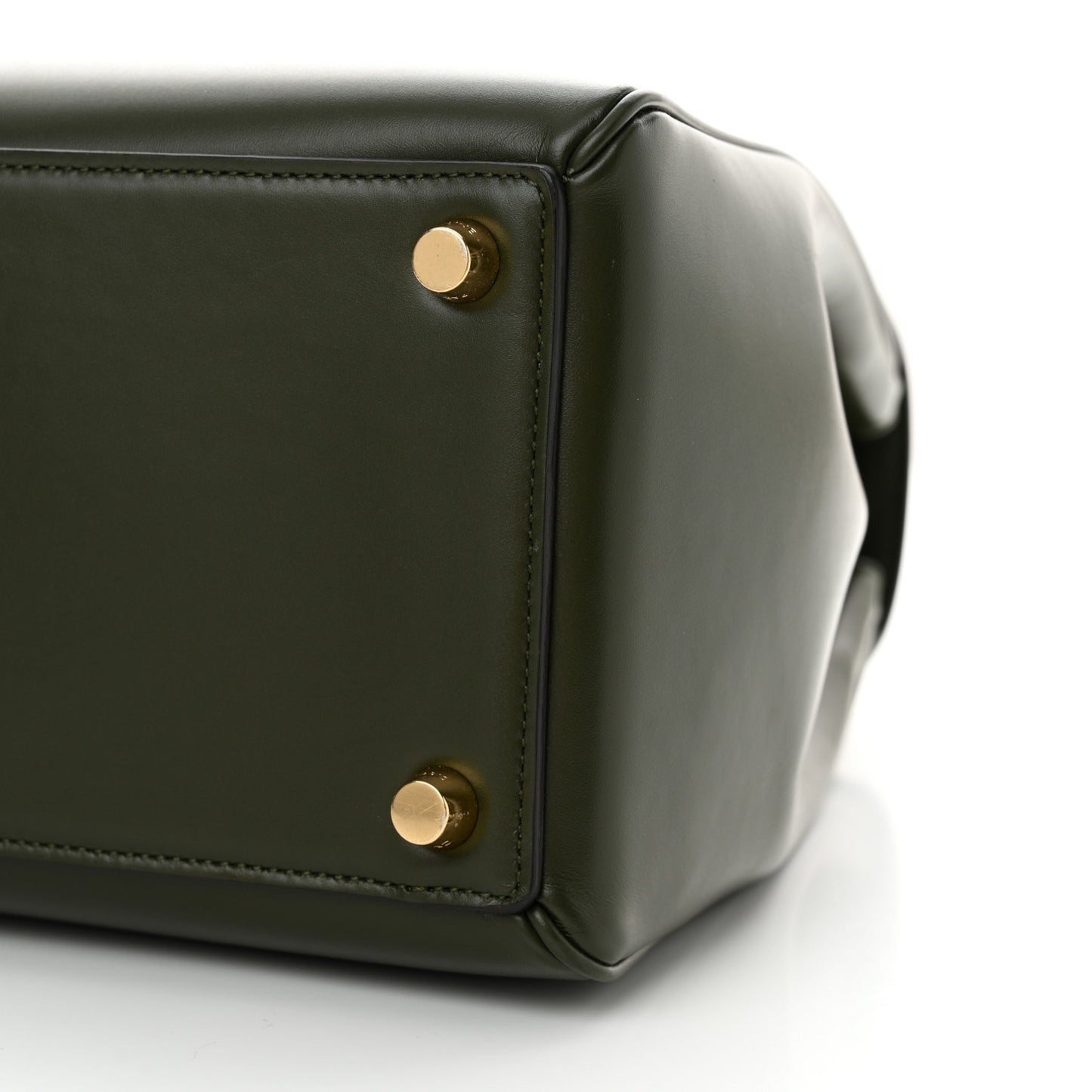 Satinated Calfskin Medium 16 Top Handle Bag Khaki