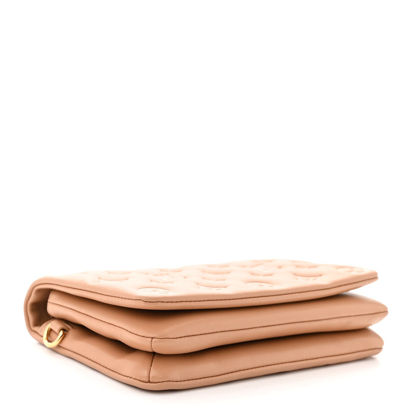 Lambskin Embossed Monogram Pochette Coussin Camel