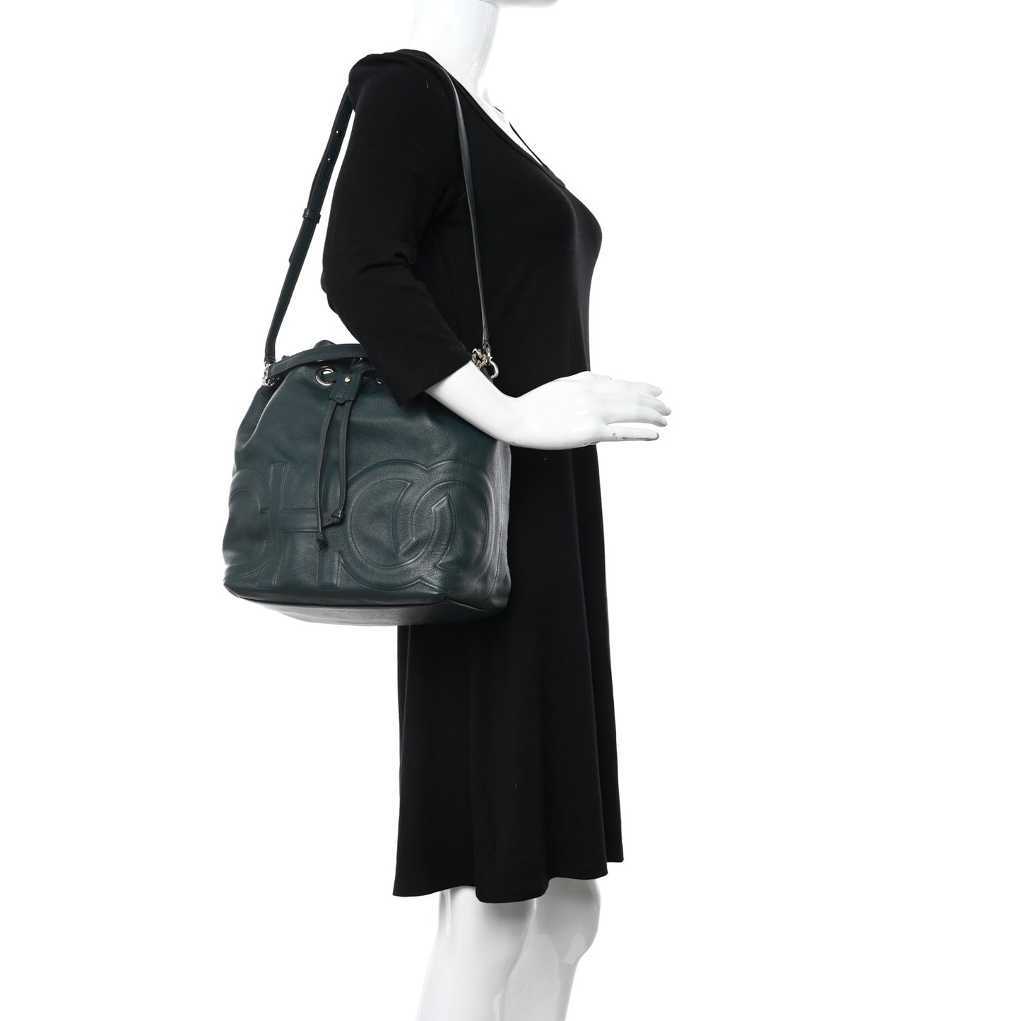 Calfskin Juno Bucket Bag Forest Green