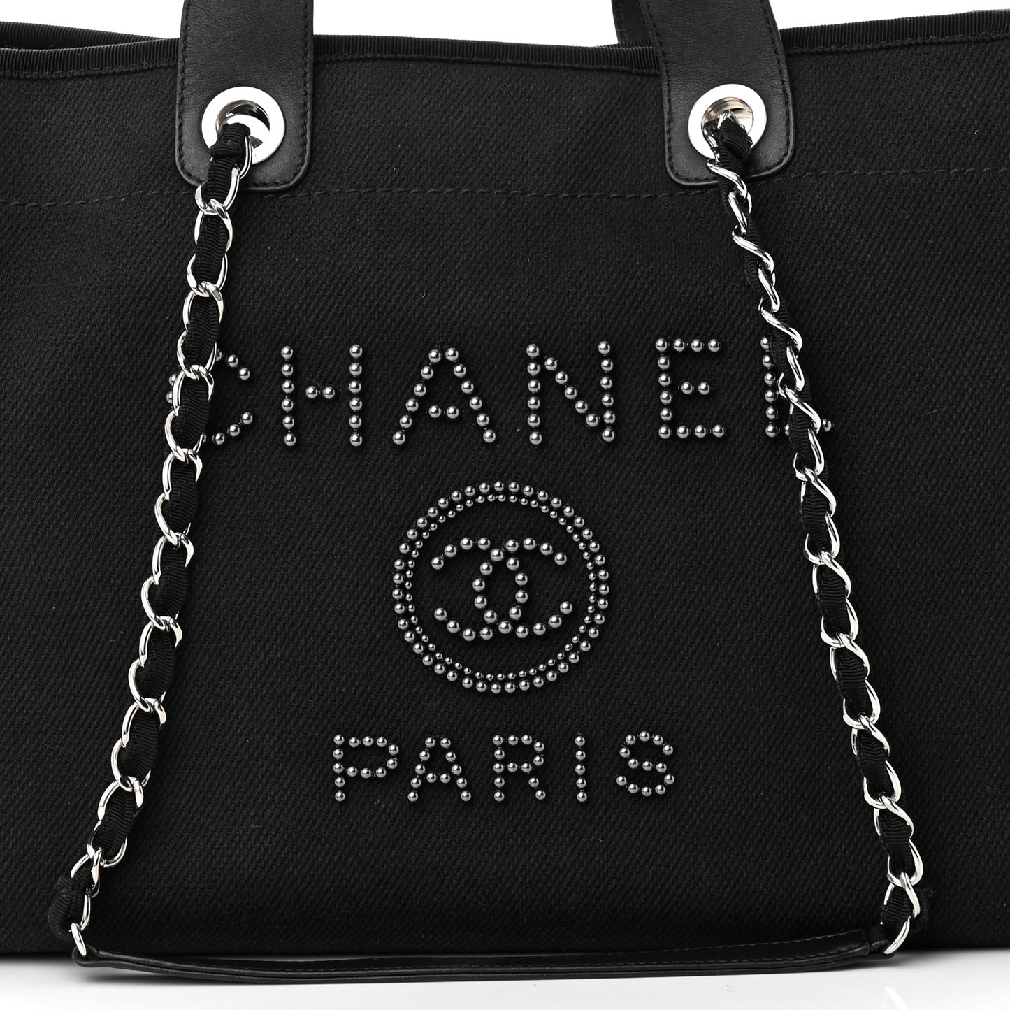 Canvas Pearl Medium Deauville Tote Black