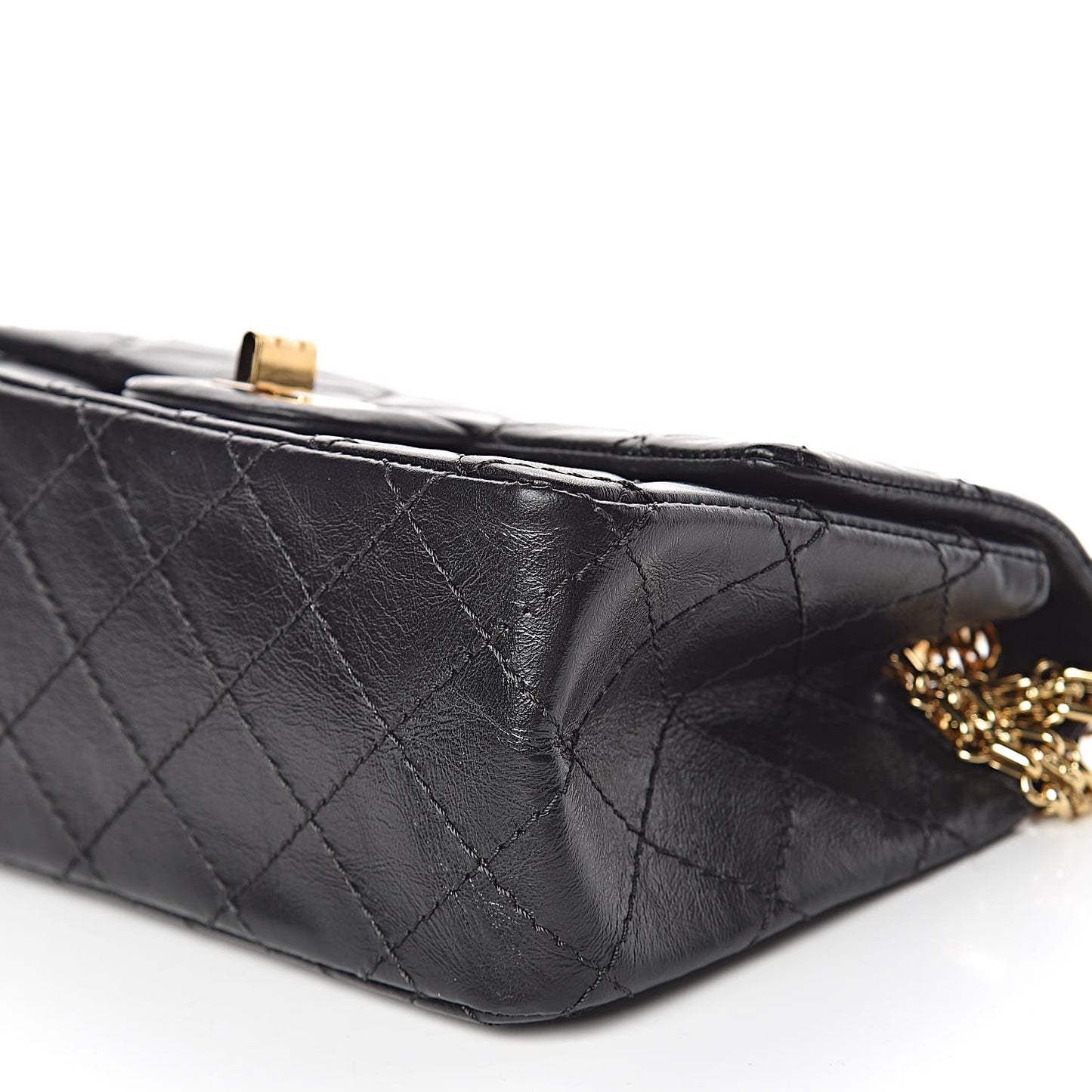Aged Calfskin Quilted 2.55 Reissue 224 Flap Black