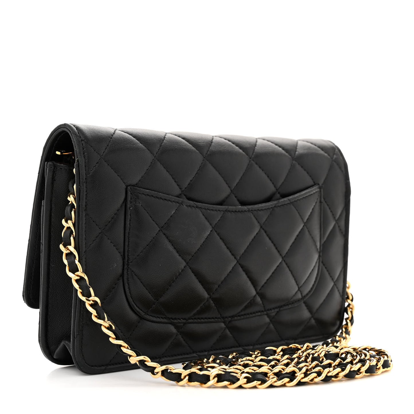 Lambskin Quilted Wallet On Chain WOC Black