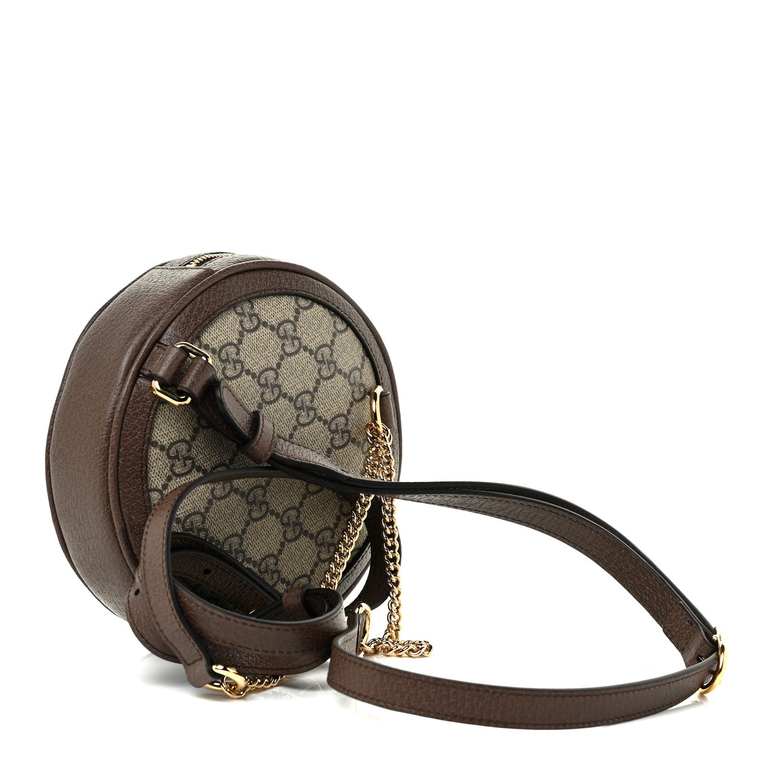 Gucci GG Supreme Monogram Web Mini Ophidia Round Backpack Brown 3 of 12