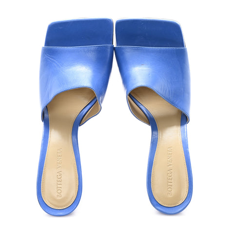 Lambskin Stretch Mule Sandals 37 Aquarium
