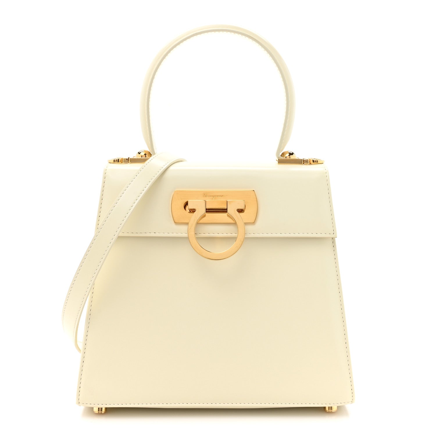 Salvatore Ferragamo Brushed Off Calfskin Small Iconic Top Handle Bag Magnolia 1 of 16