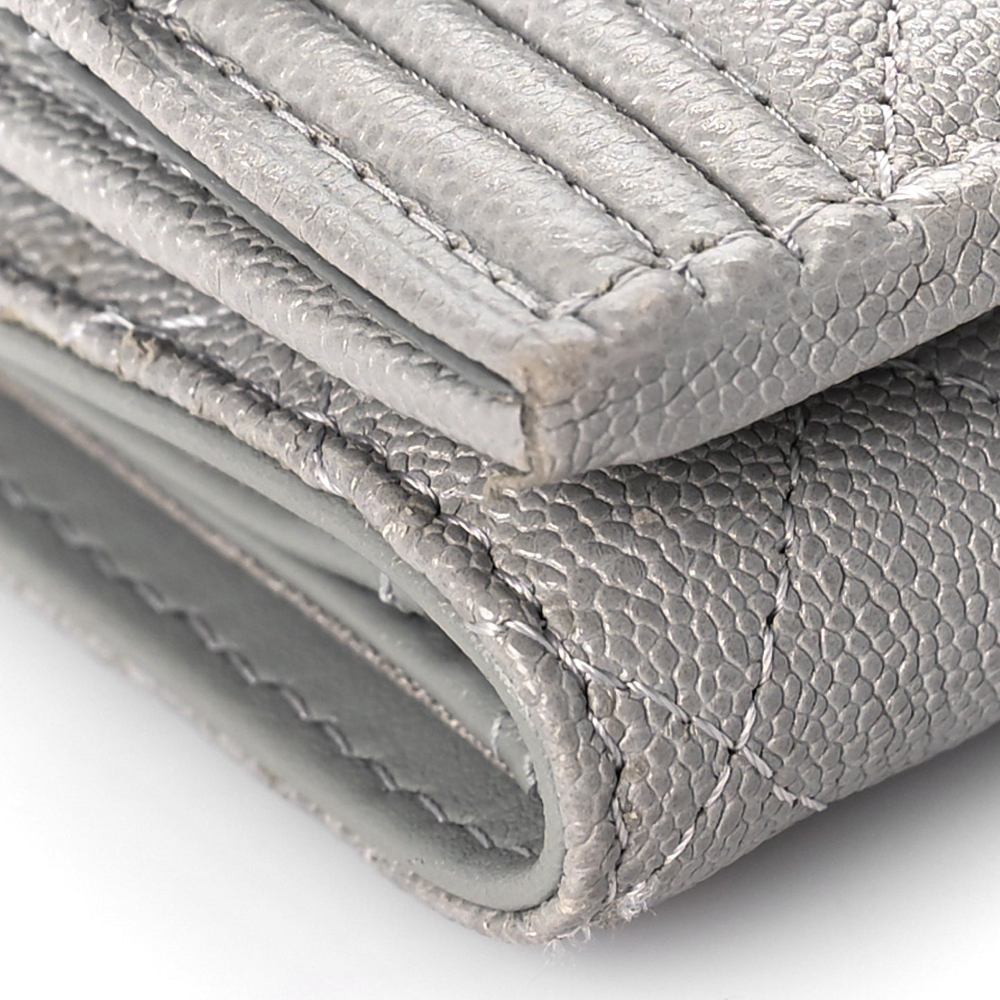 Caviar Quilted Small Boy Flap Wallet Grey