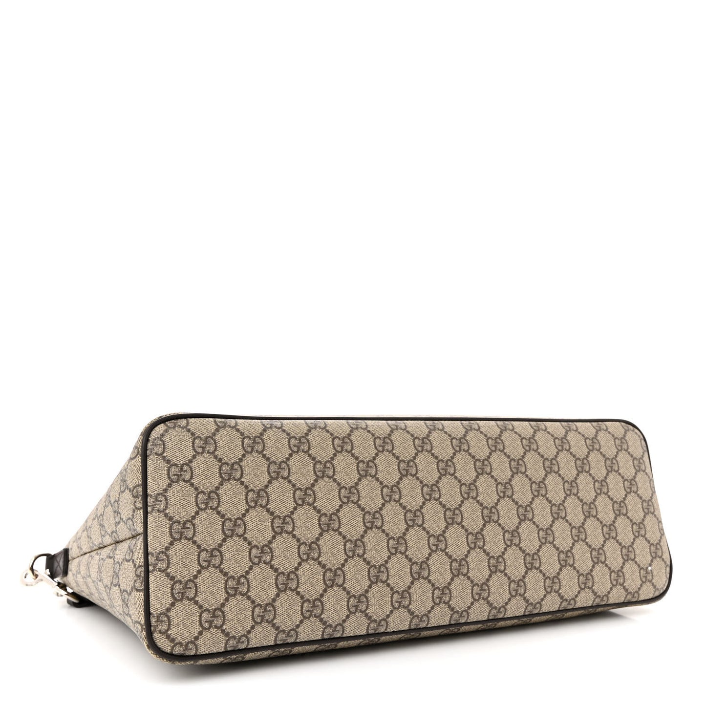 GG Supreme Monogram Medium Zippered Shopping Tote Dark Brown