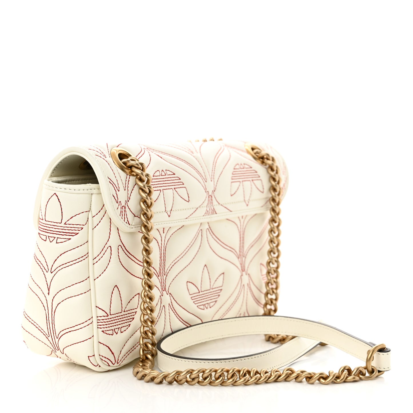 X ADIDAS Calfskin Matelasse Small GG Marmont Shoulder Bag Off White