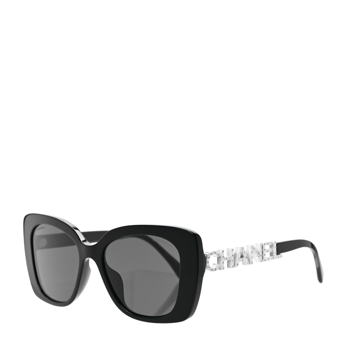 Acetate Strass Square Sunglasses 5422-B-A Black White