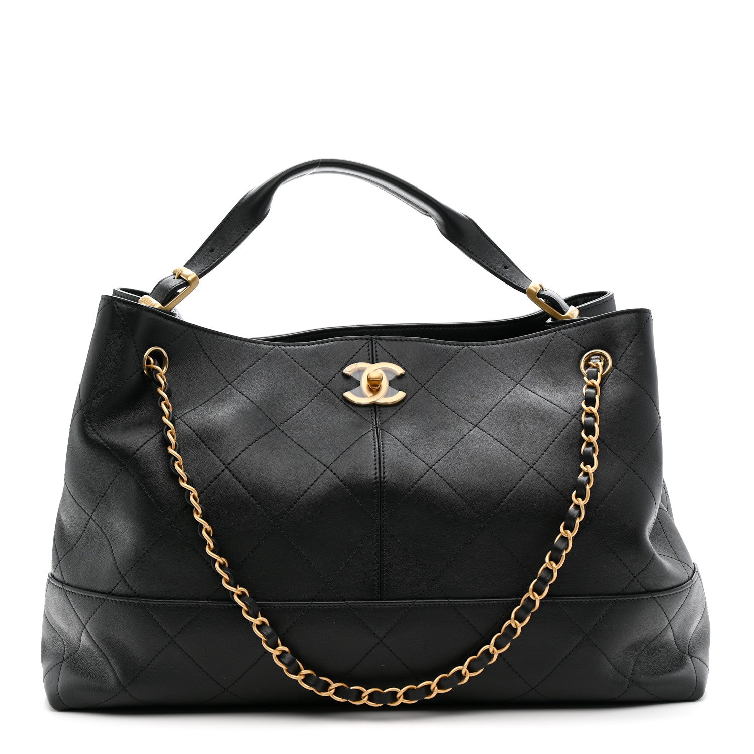 Chanel Calfskin Stitched Large Shopping Bag Black 1830420