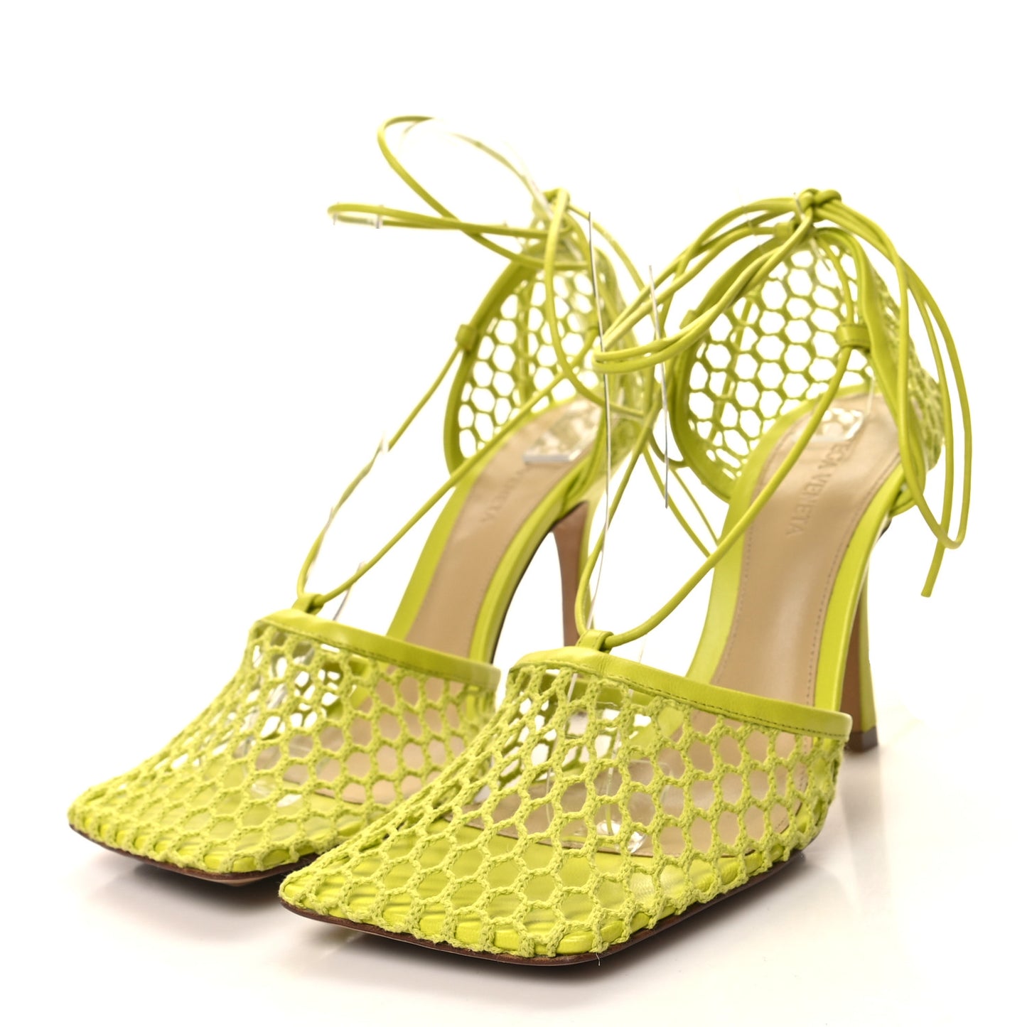 Mesh Nappa Stretch Ankle Tie Sandals 39 Kiwi