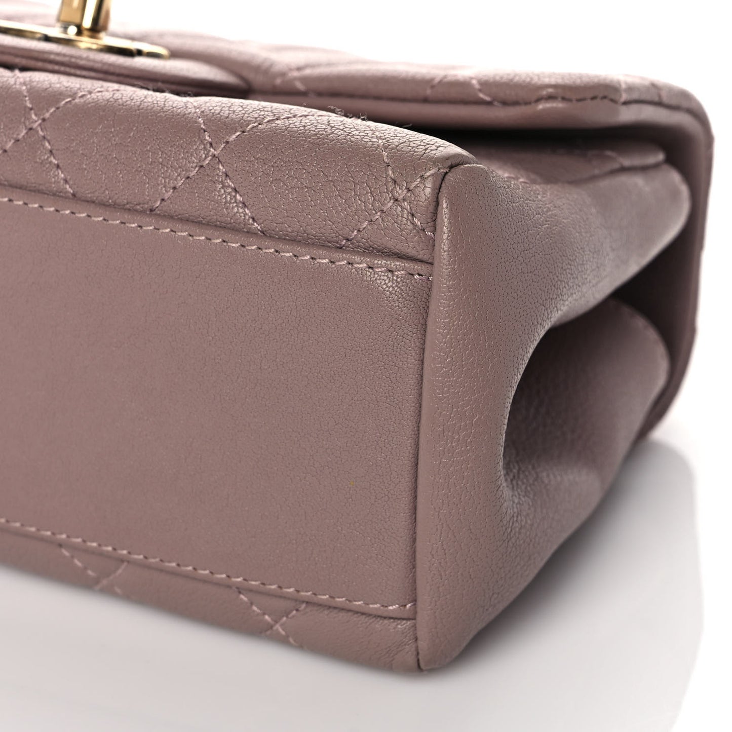 Shiny Sheepskin Quilted Mini Trapezio Flap Pink