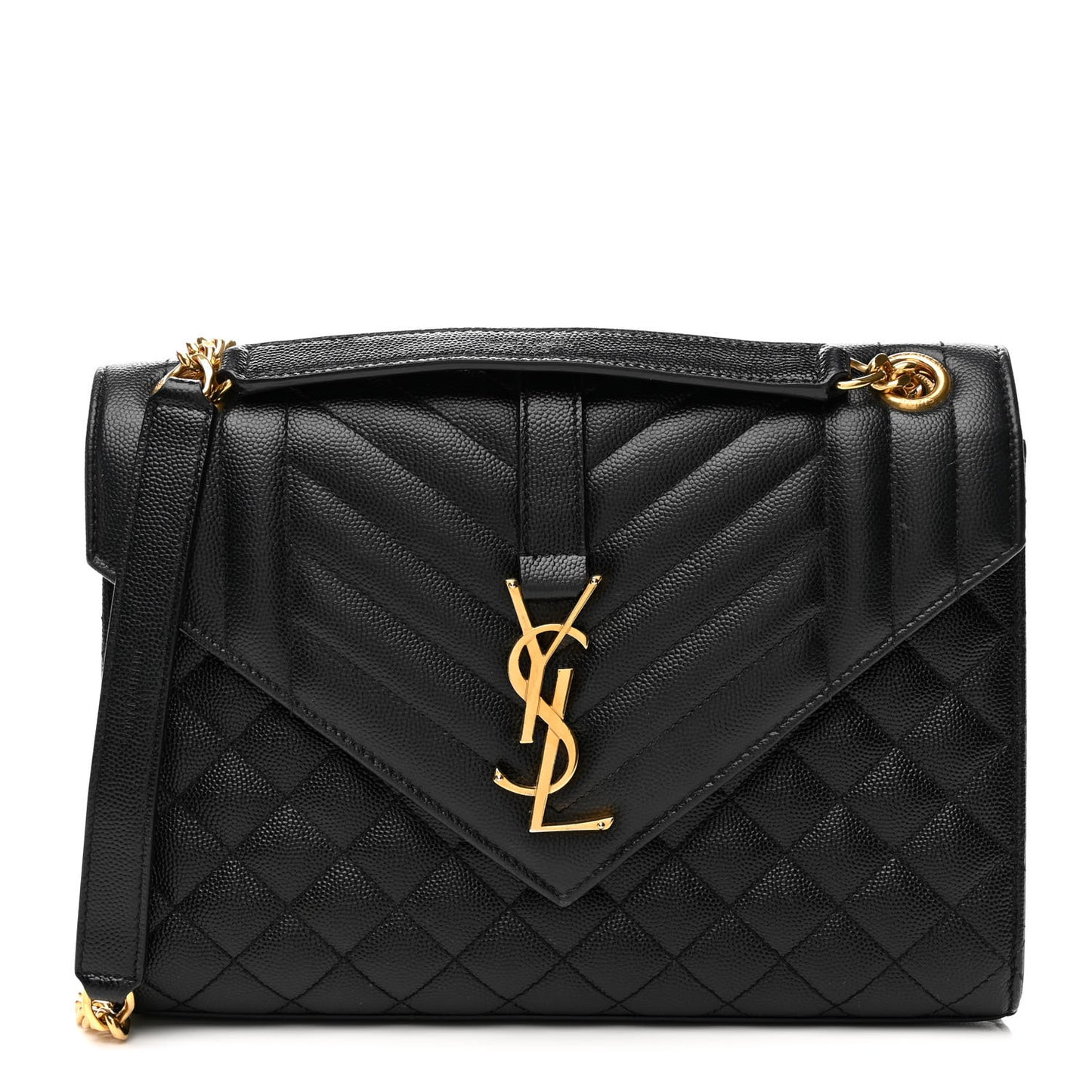 Grain De Poudre Textured Mixed Matelasse Triquilt Medium Monogram Satchel Black