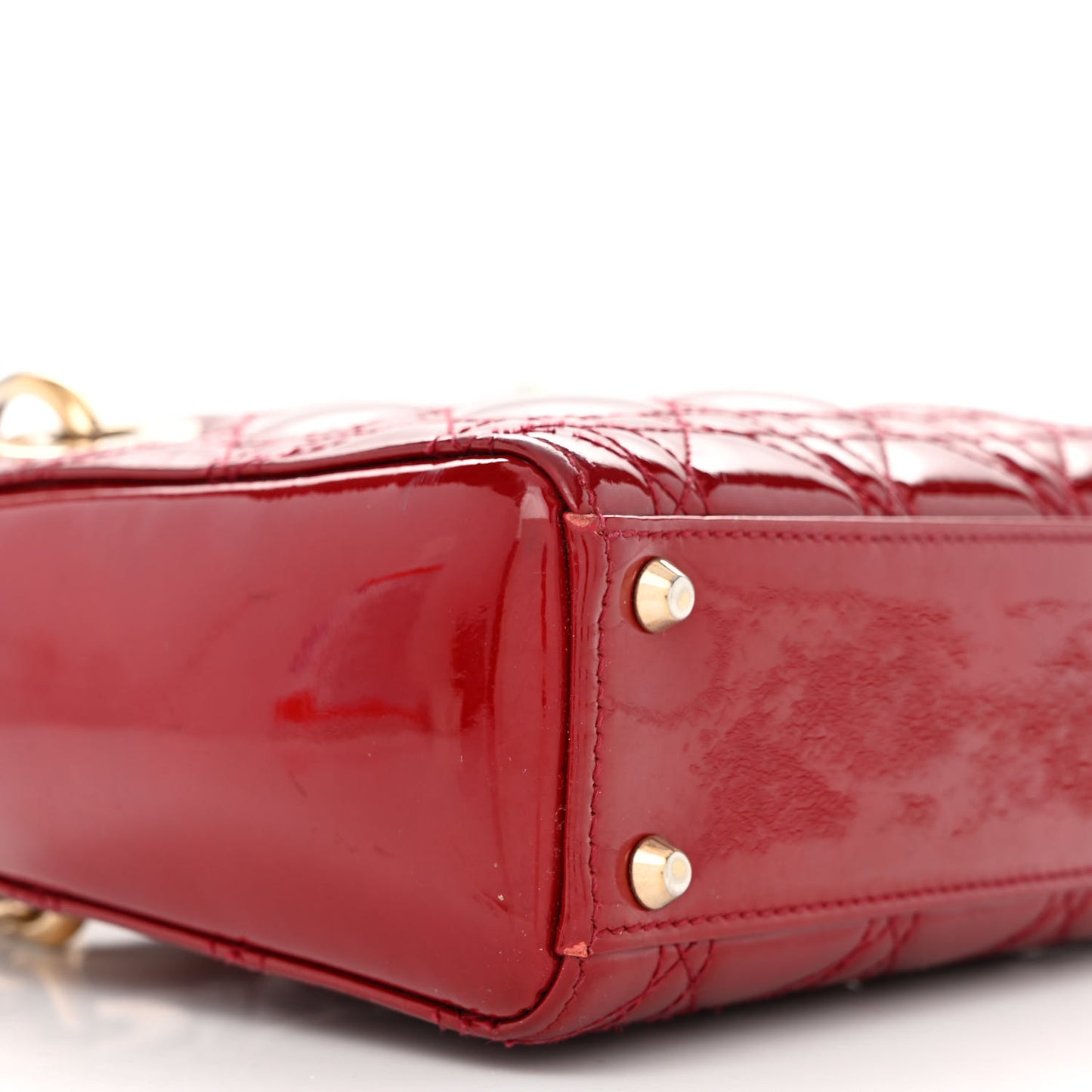 Patent Cannage Mini Lady Dior Red