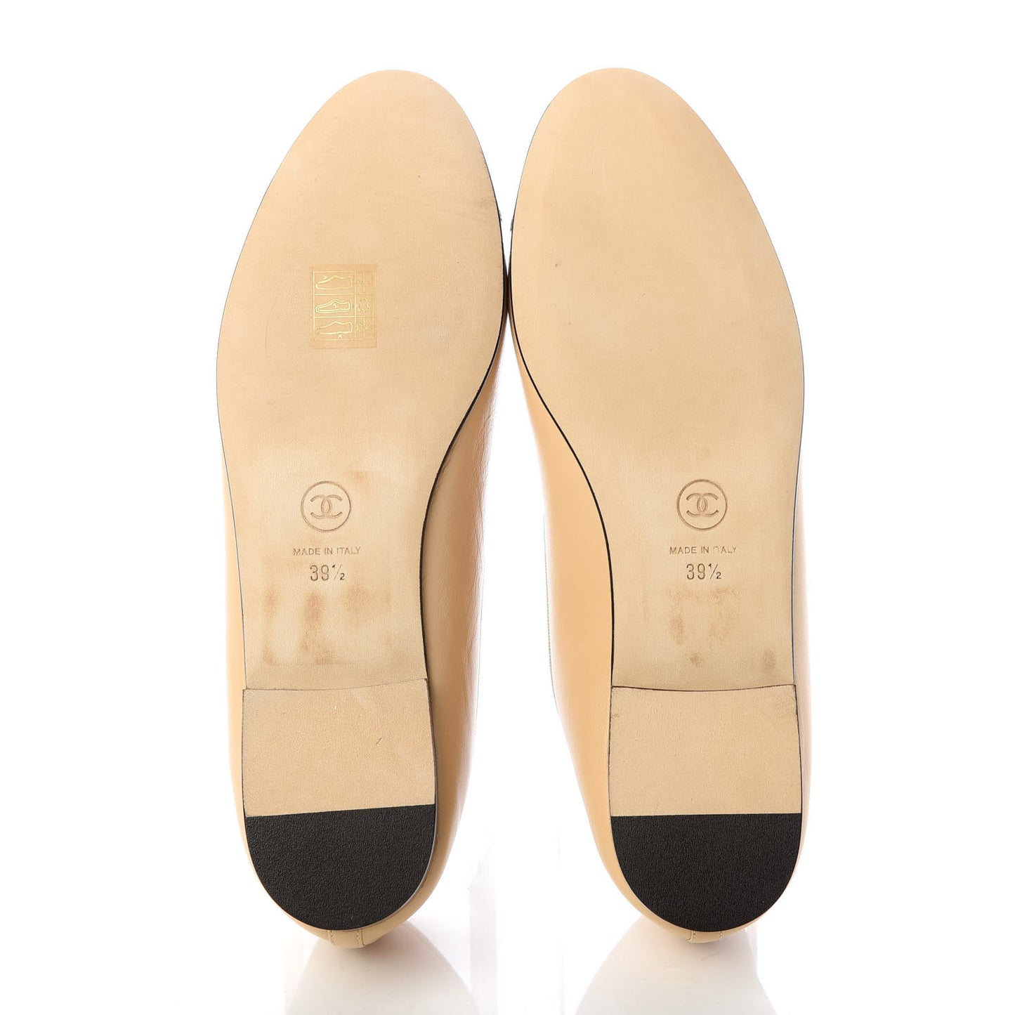 Lambskin Cap Toe CC Ballerina Flats 39.5 Beige Black