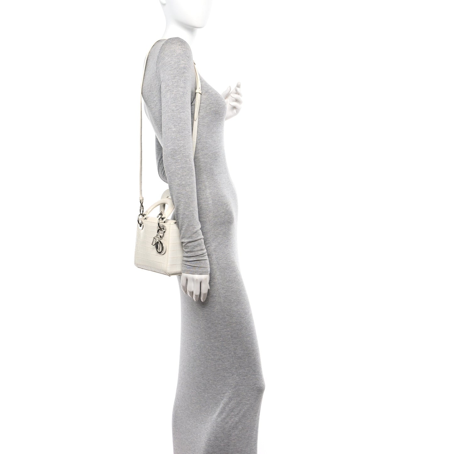 Alligator Mini Lady Dior White