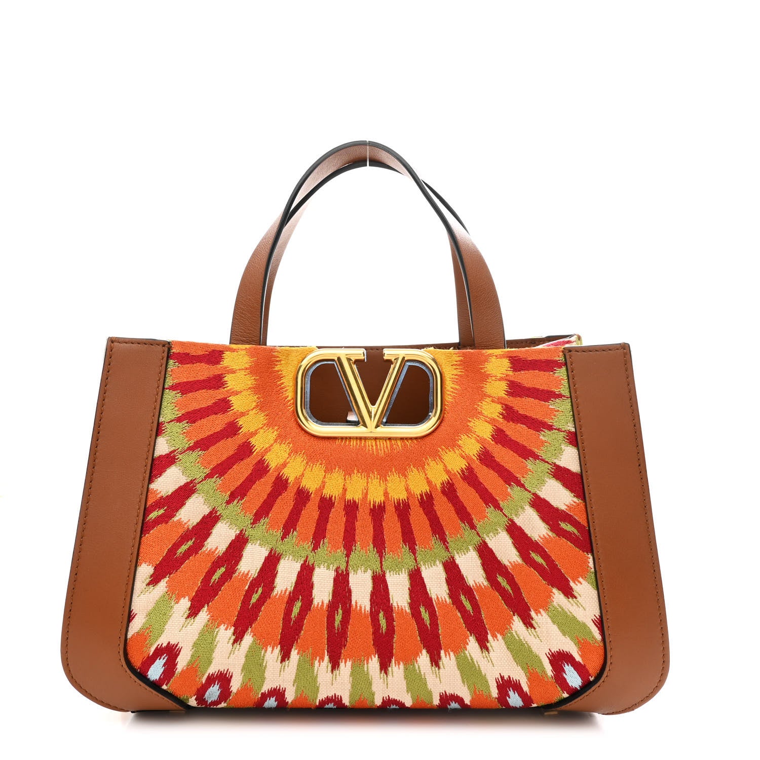 VALENTINO キャンパス ロゴトートバッグ Valentino Garavani Canvas Calfskin Embroidered Small Vlogo